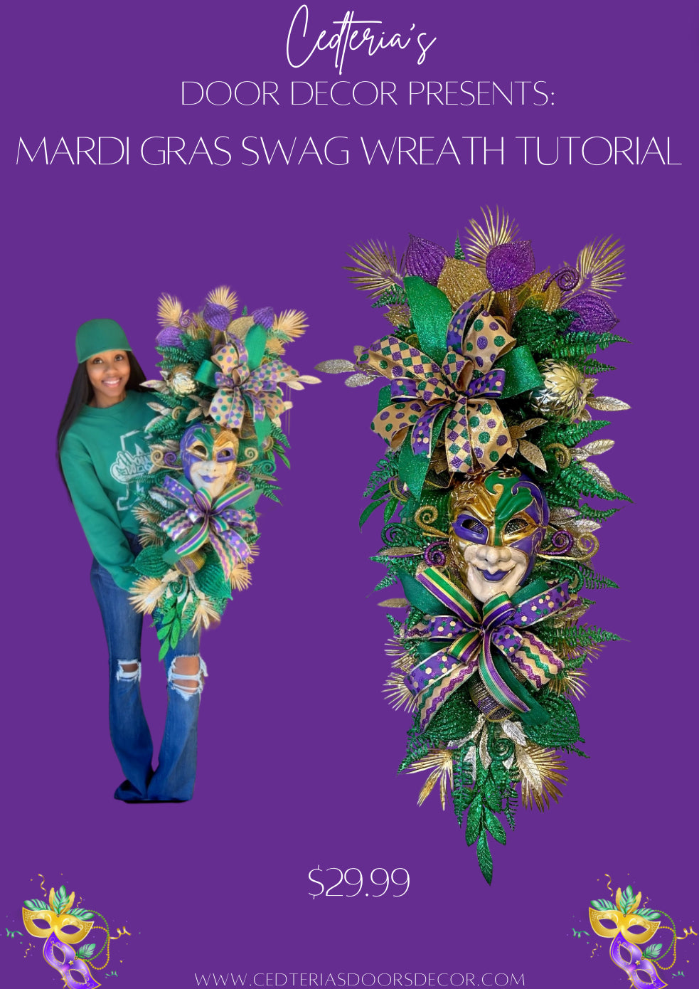 Mardi Gras Swag Wreath Tutorial 2024