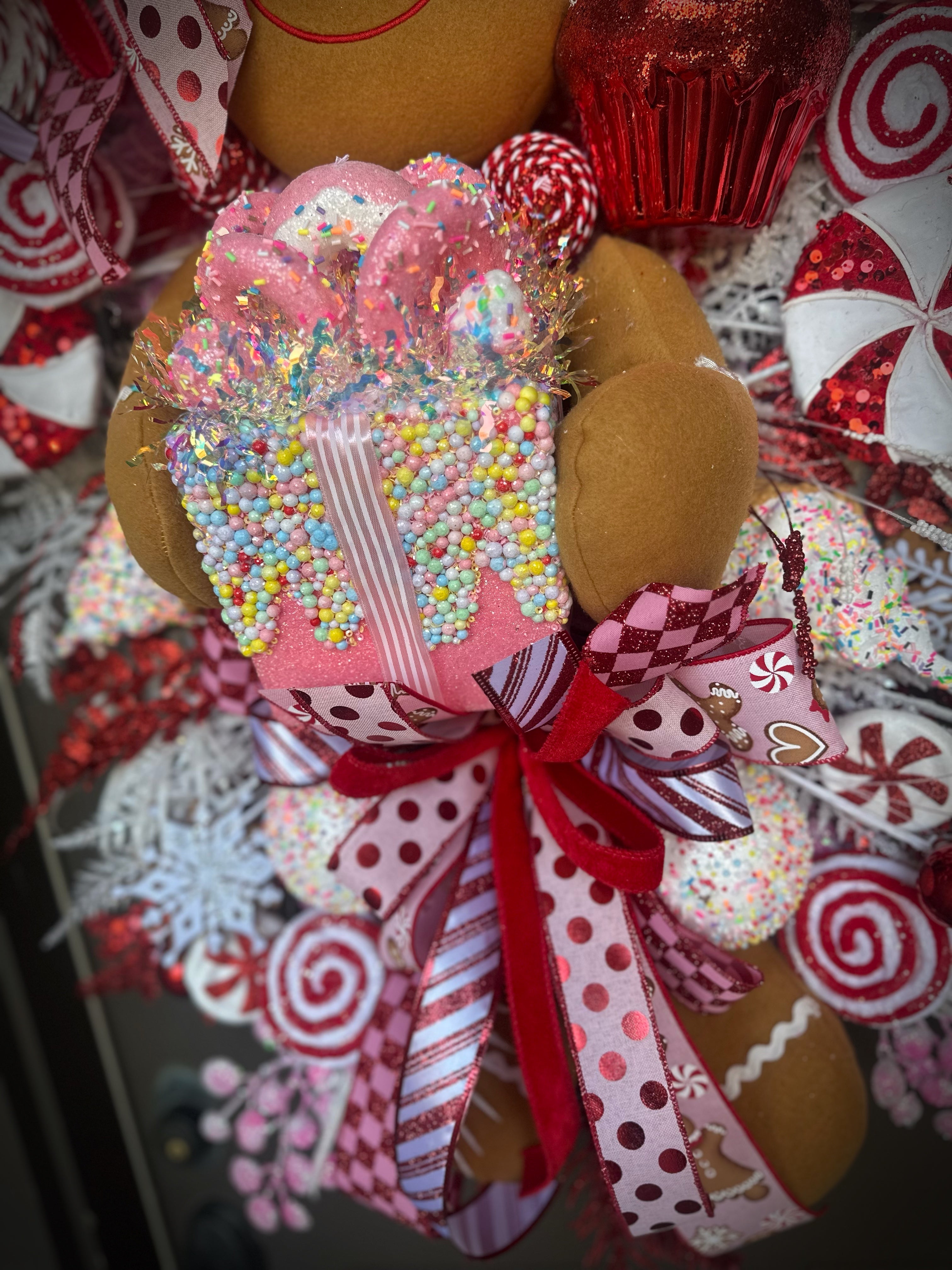 Peppermint Gingerbread Girl Swag Wreath