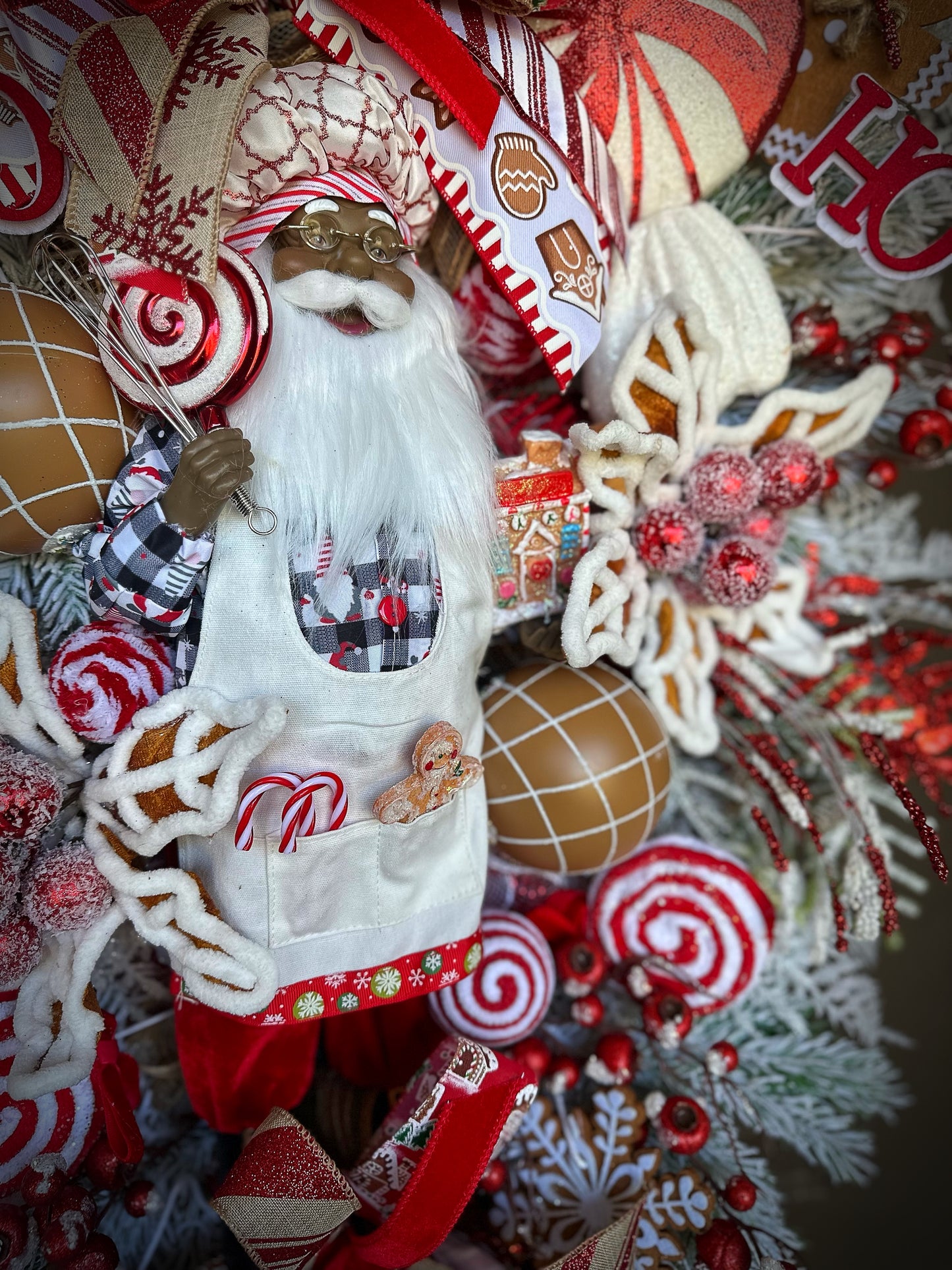 Gingerbread Black Santa Swag