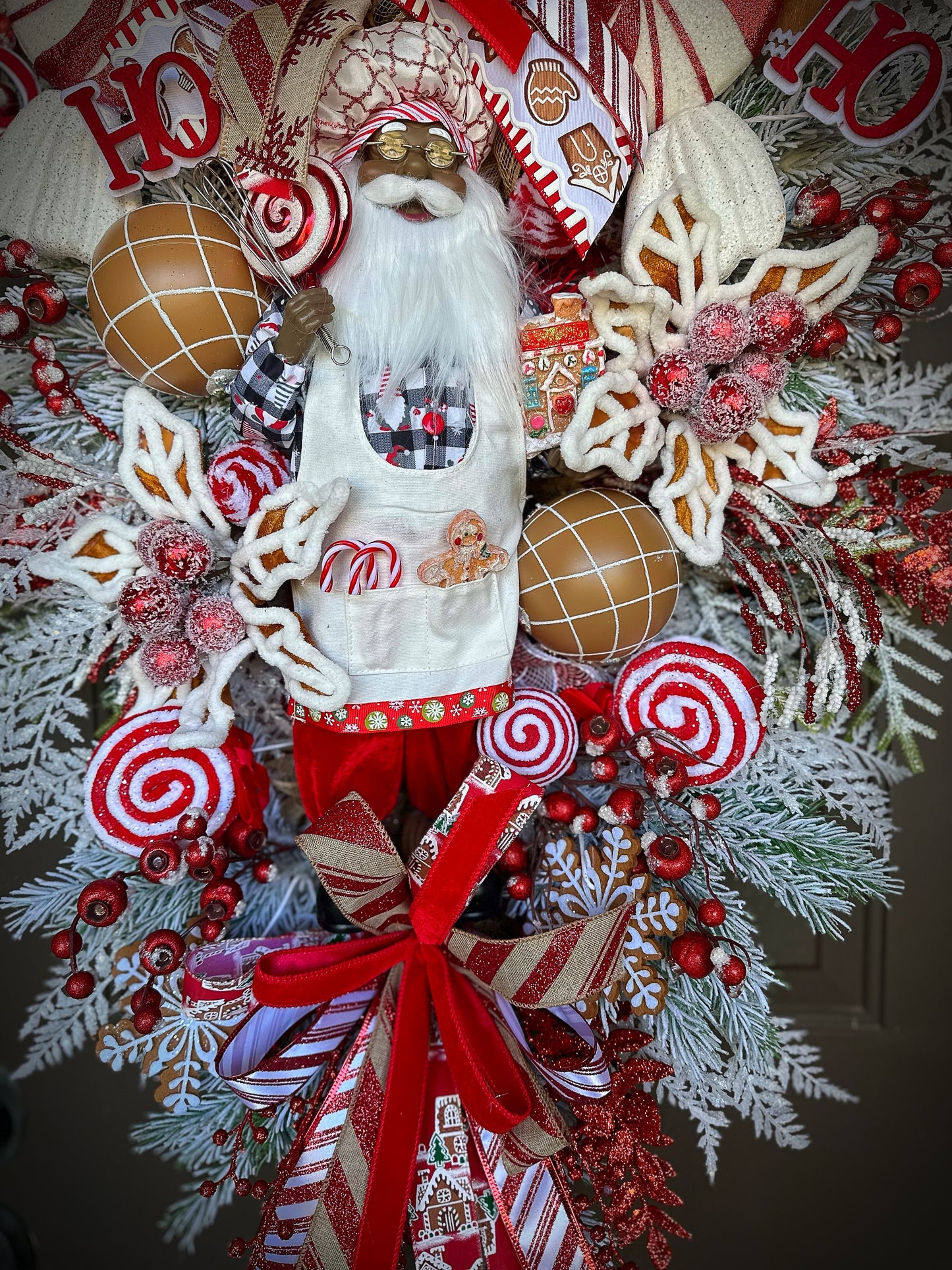 Gingerbread Black Santa Swag