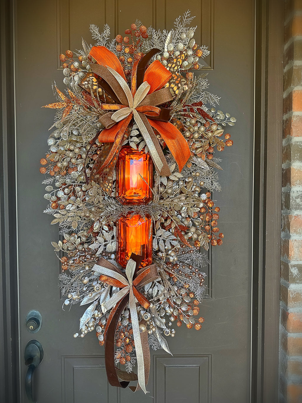 Electric Orange/Champagne swag wreath