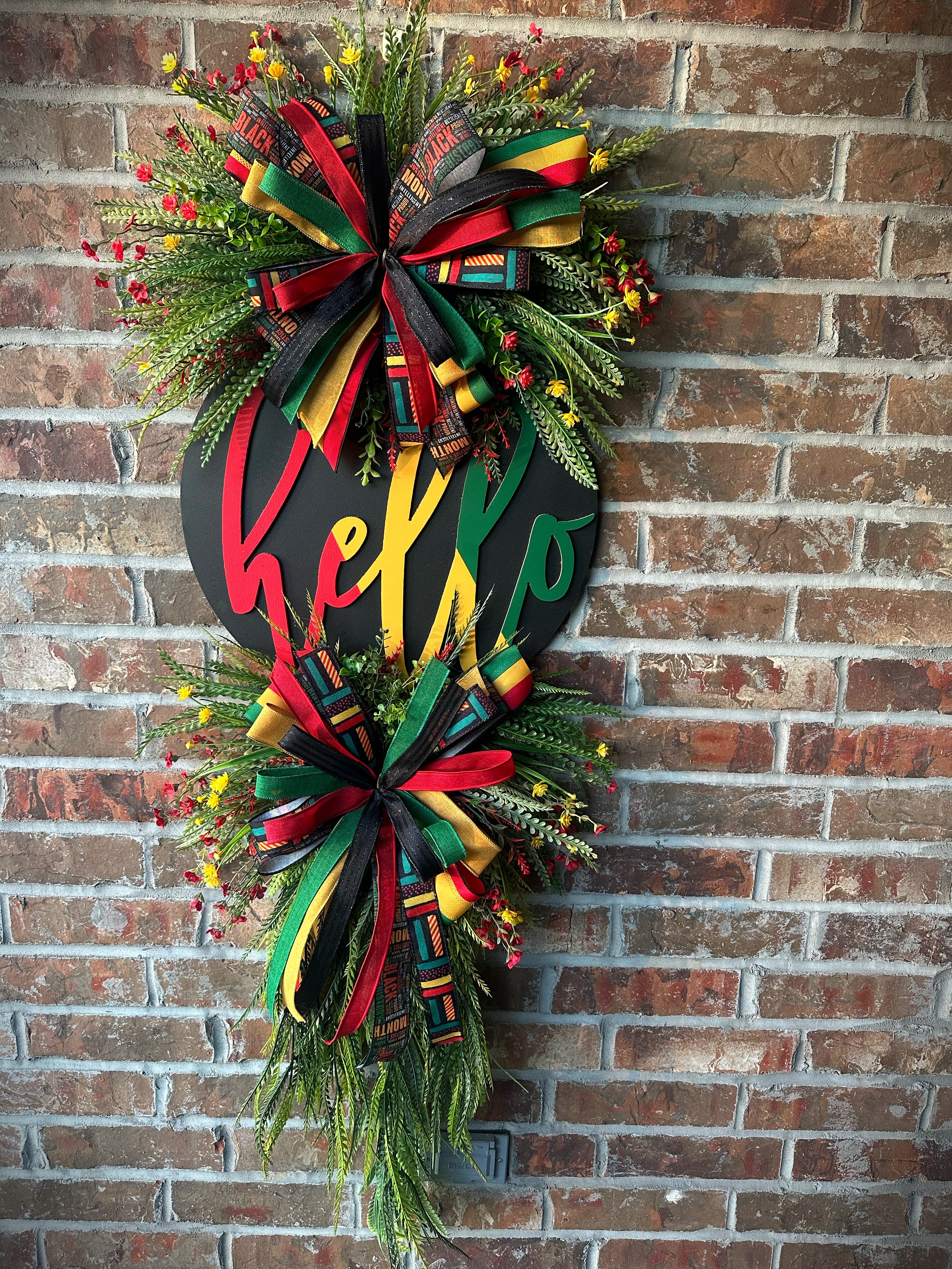 🖤 

Black History Month Wreath “Hello” (BHM Colors)