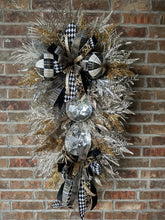 Load image into Gallery viewer, Black/ Silver/ Gold White swag wreath
