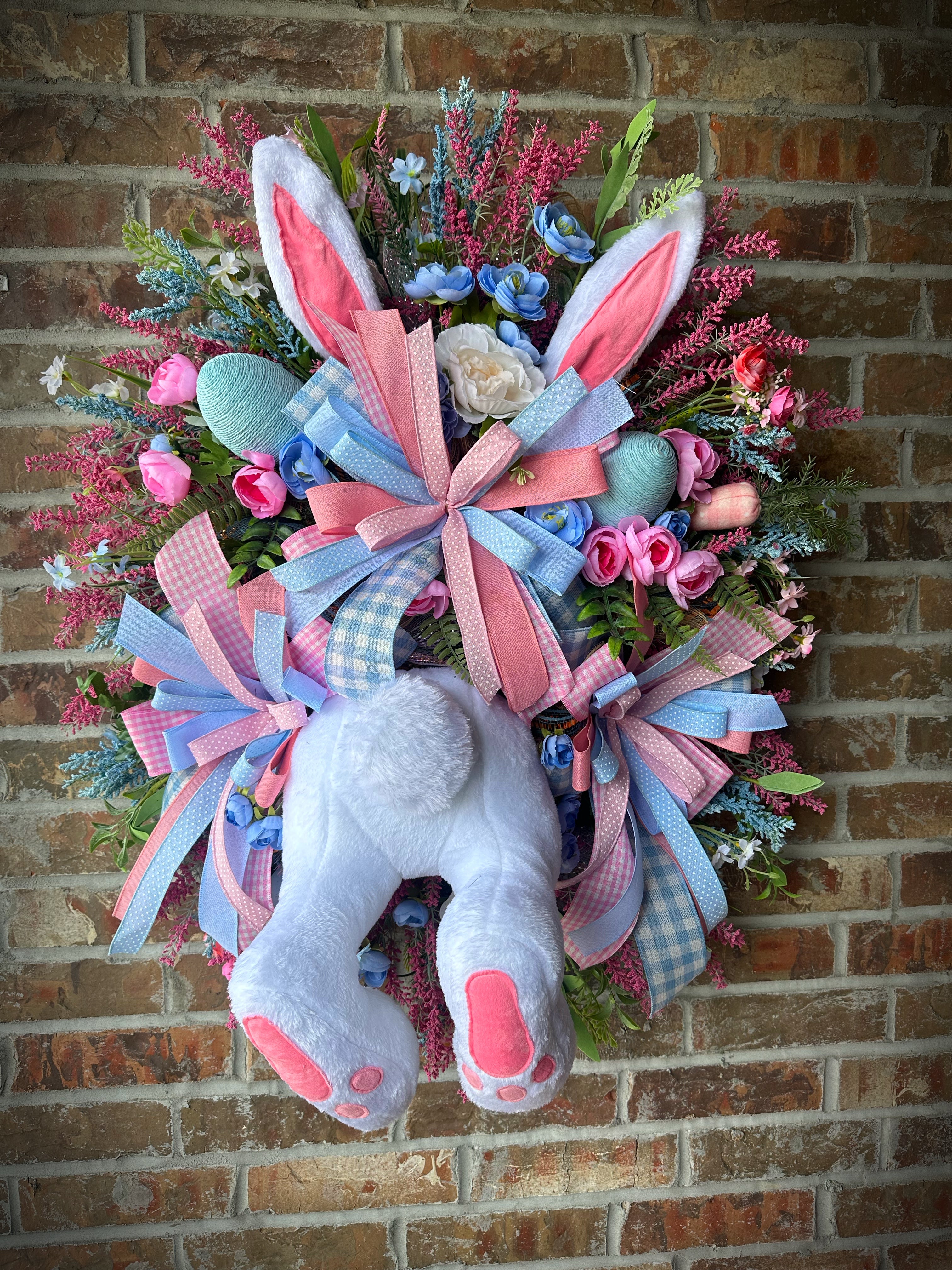Pastel Easter Charm Bunny Butt wreath