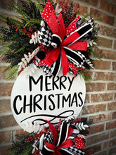 Load image into Gallery viewer, Red/Black/ White Christmas wreath
