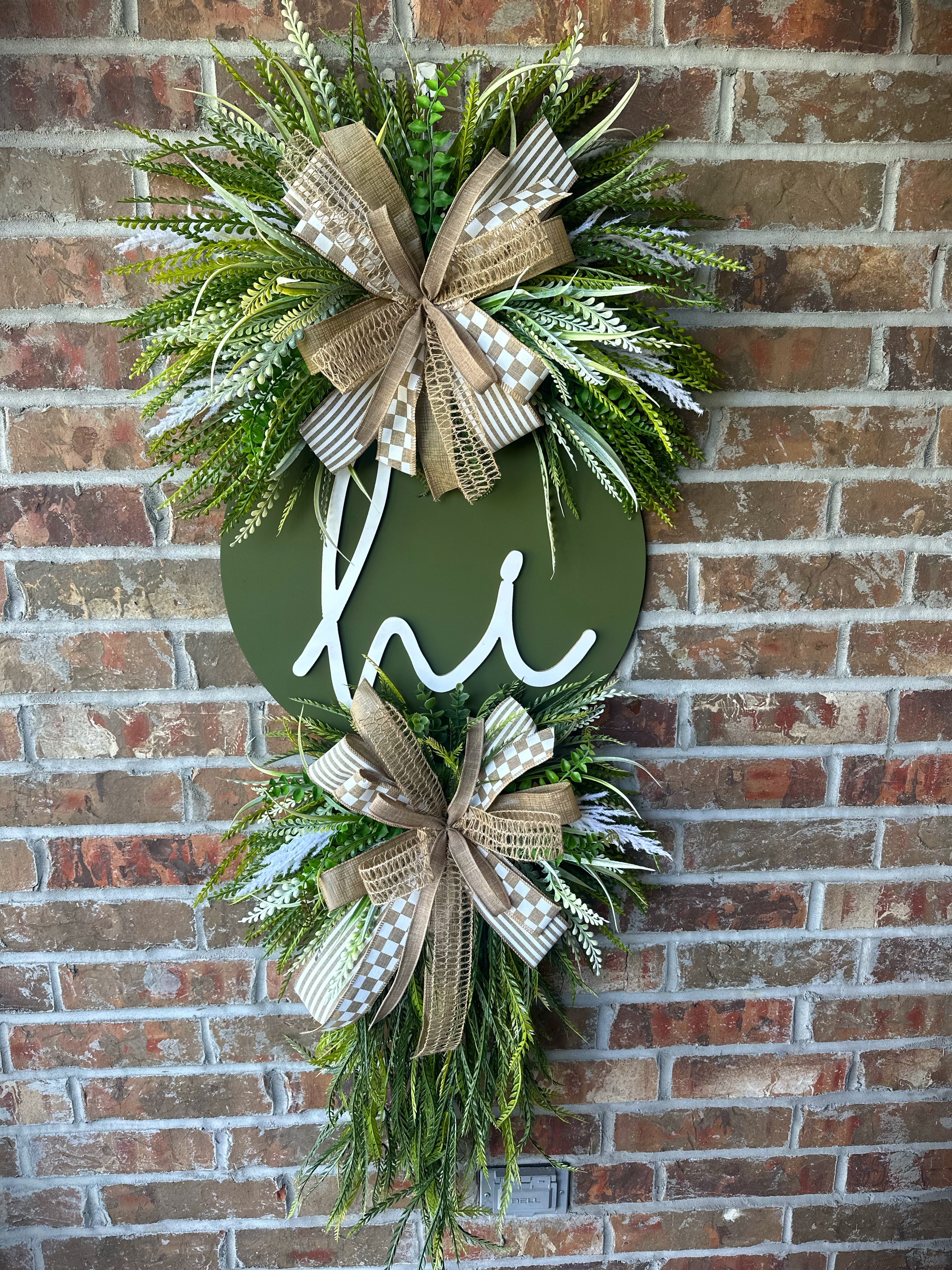Olive Neutral “Hi” Luxury Wreath