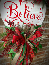 Load image into Gallery viewer, Believe Christmas Traditional  Wreath
