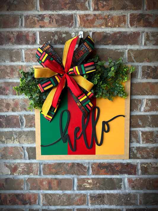 3-D hello door hanger with border