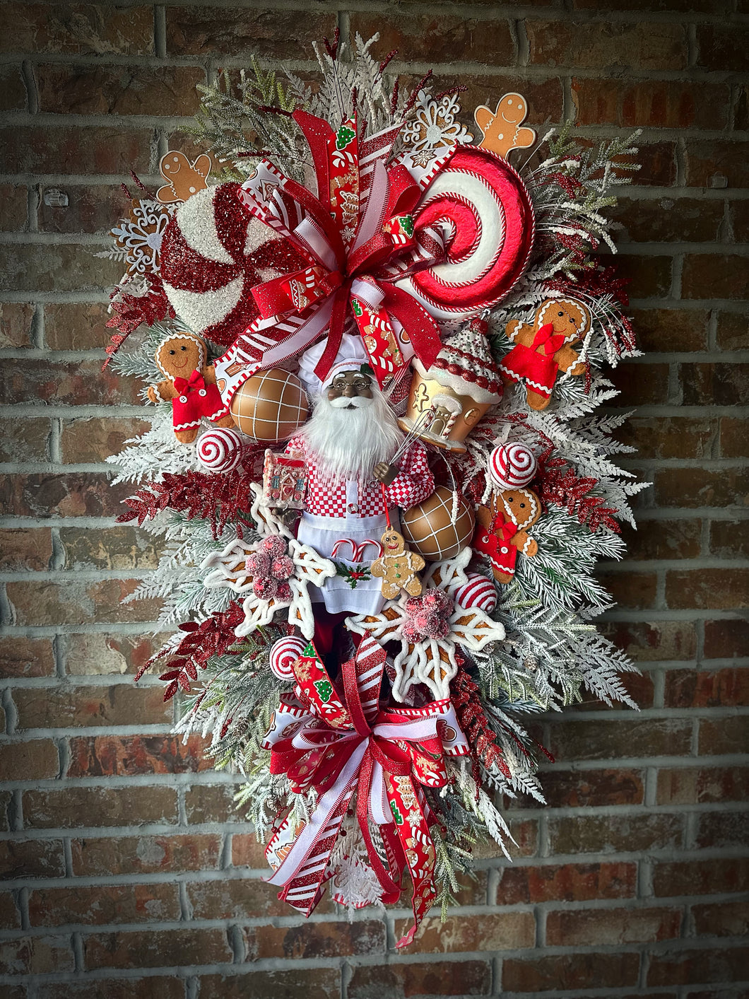 Black Santa gingerbread wreath