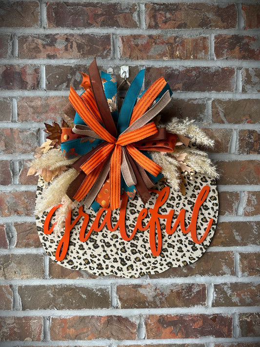 Grateful Pumpkin Door Hanger