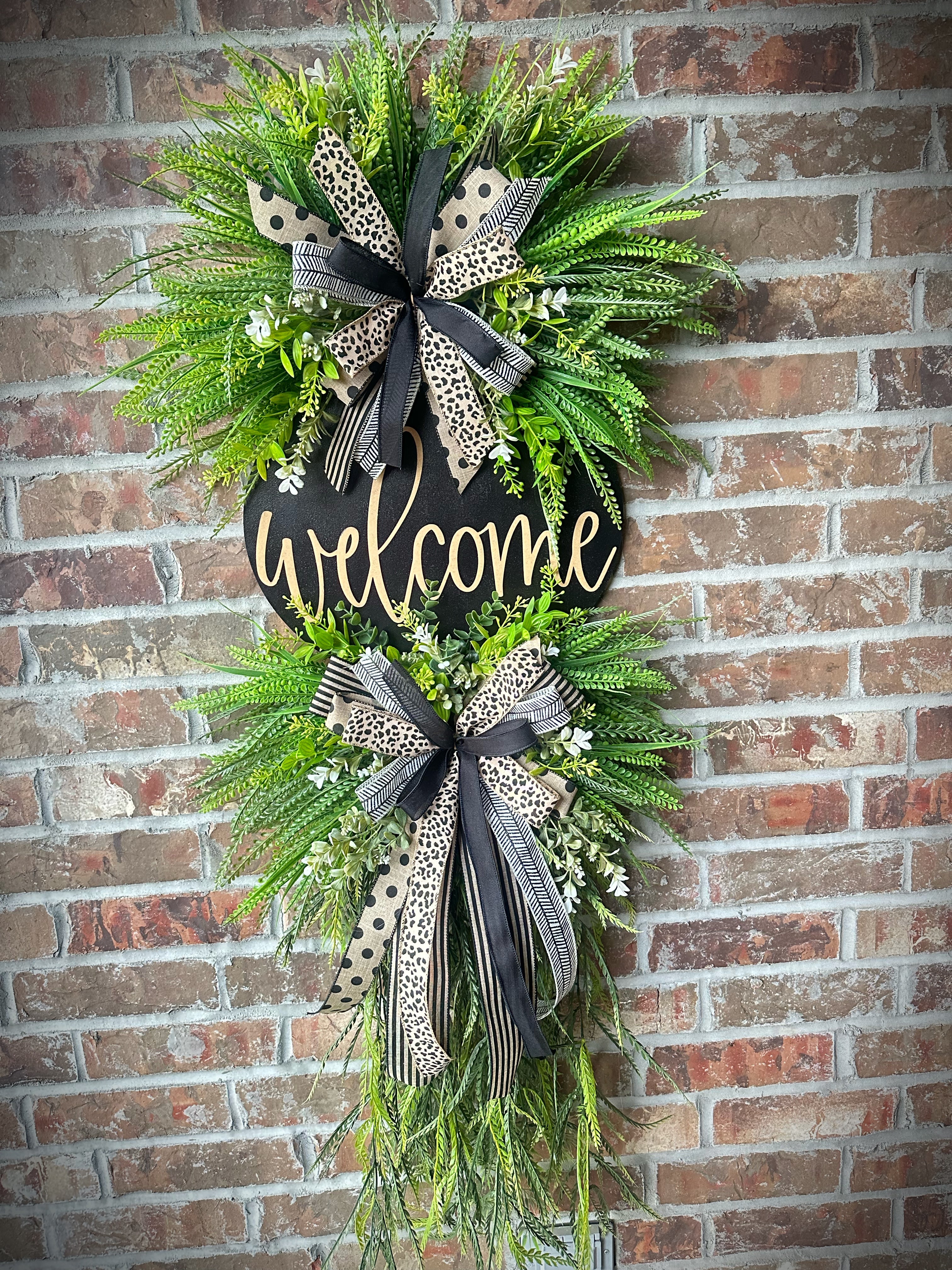 Black Welcome Wreath