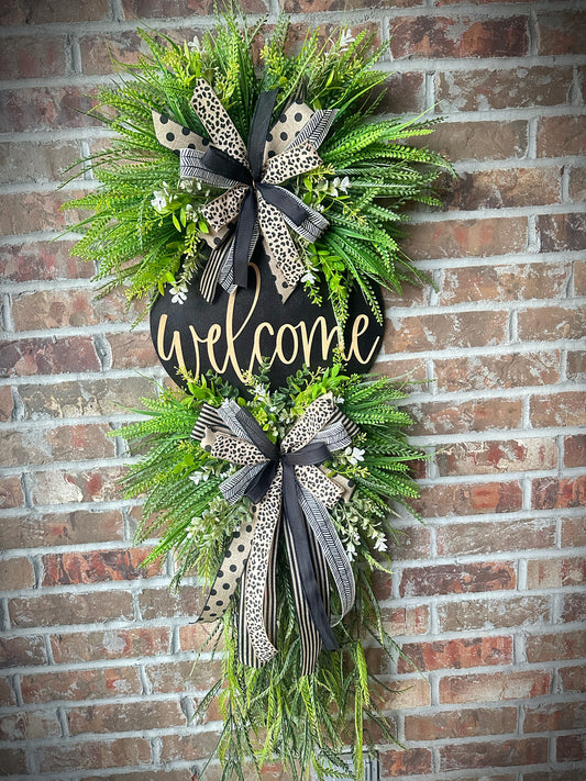 Black Welcome Wreath