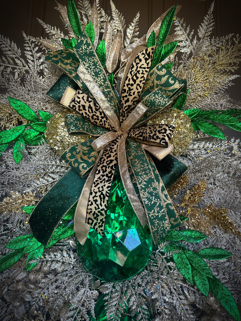 Green/ Gold/ Cheetah Luxury Swag Wreath