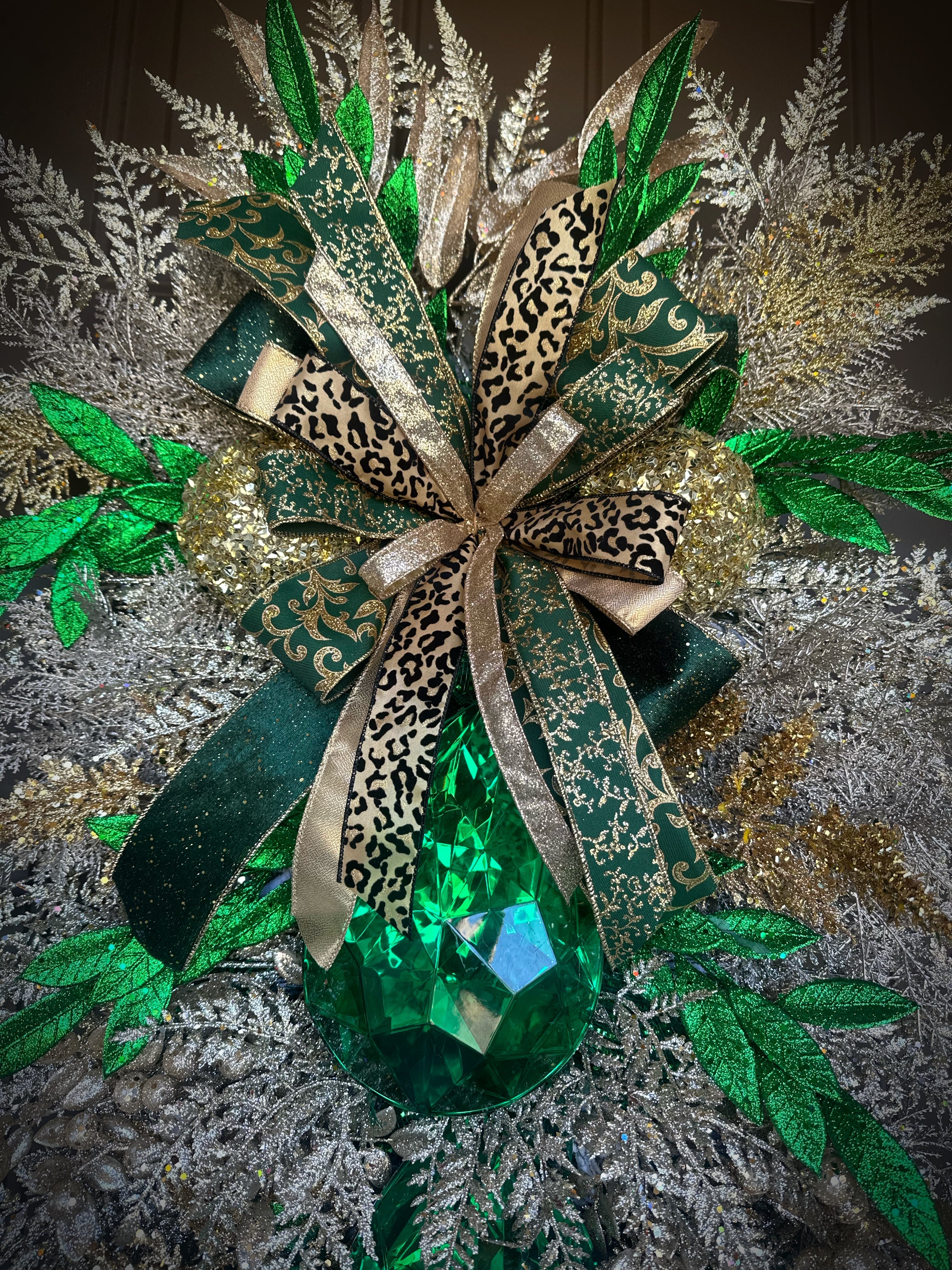 Green/ Gold/ Cheetah Luxury Swag Wreath