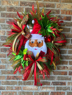 Luxury African American Santa Glam Wreath