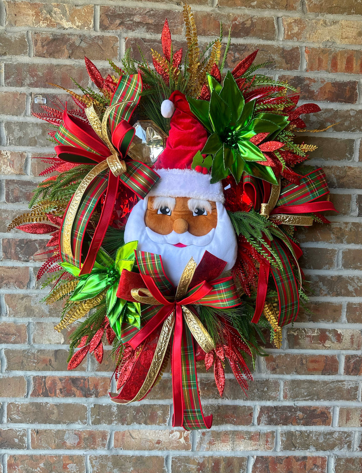 Luxury African American Santa Glam Wreath