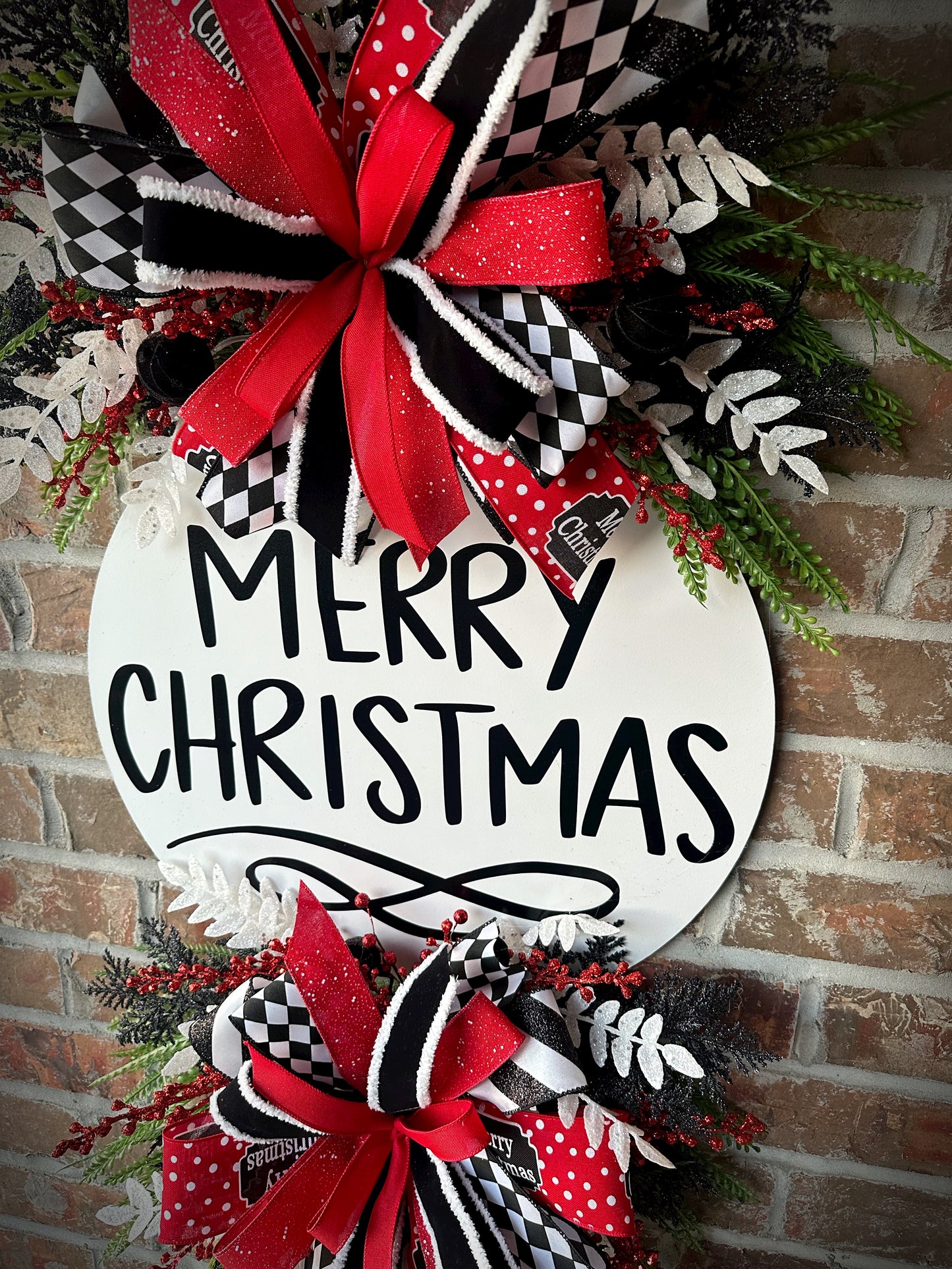 Red/Black/ White Christmas wreath