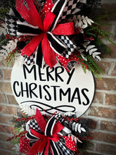 Load image into Gallery viewer, Red/Black/ White Christmas wreath
