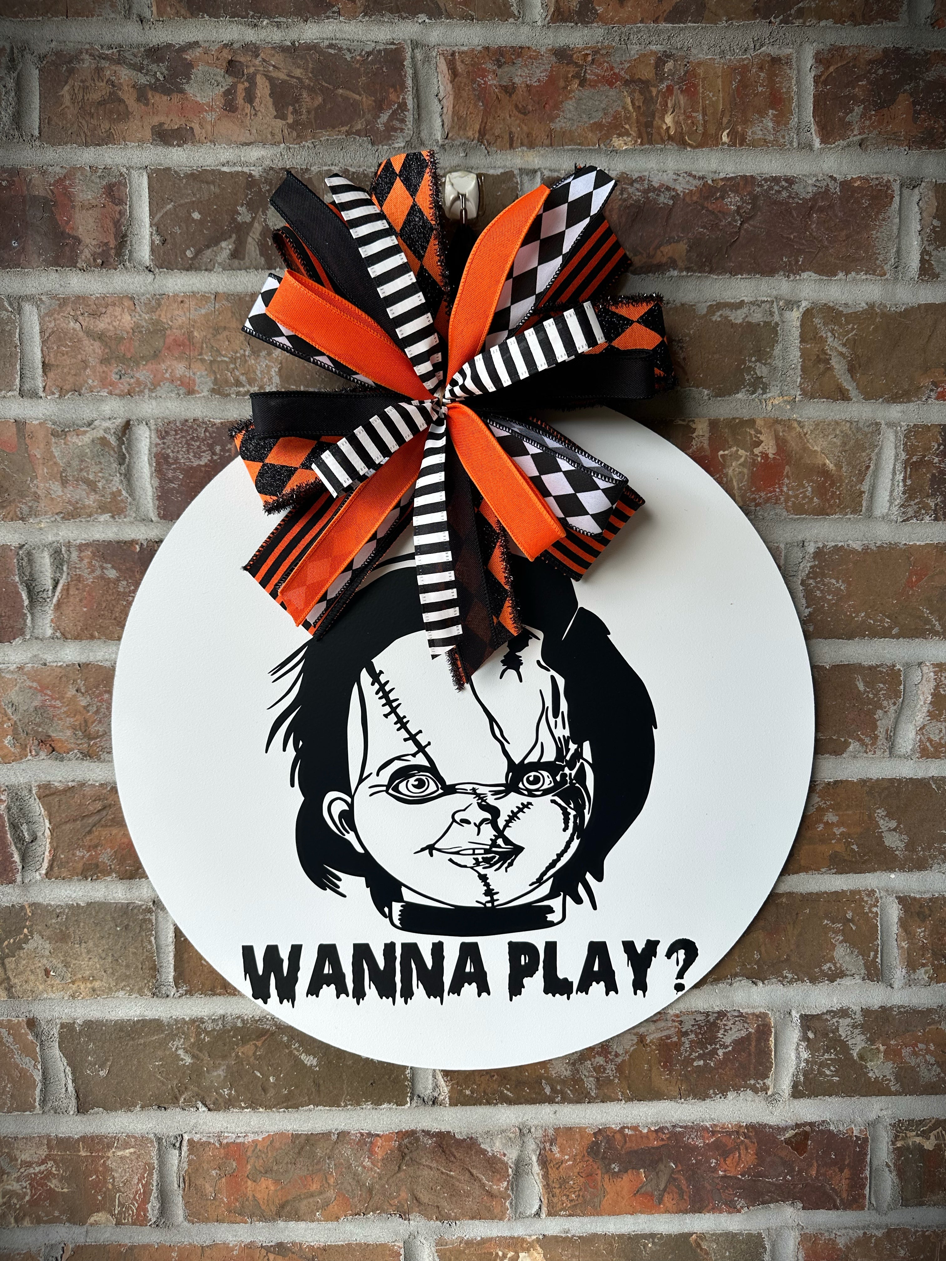 Chucky “Wanna Play?” Halloween Door Hanger