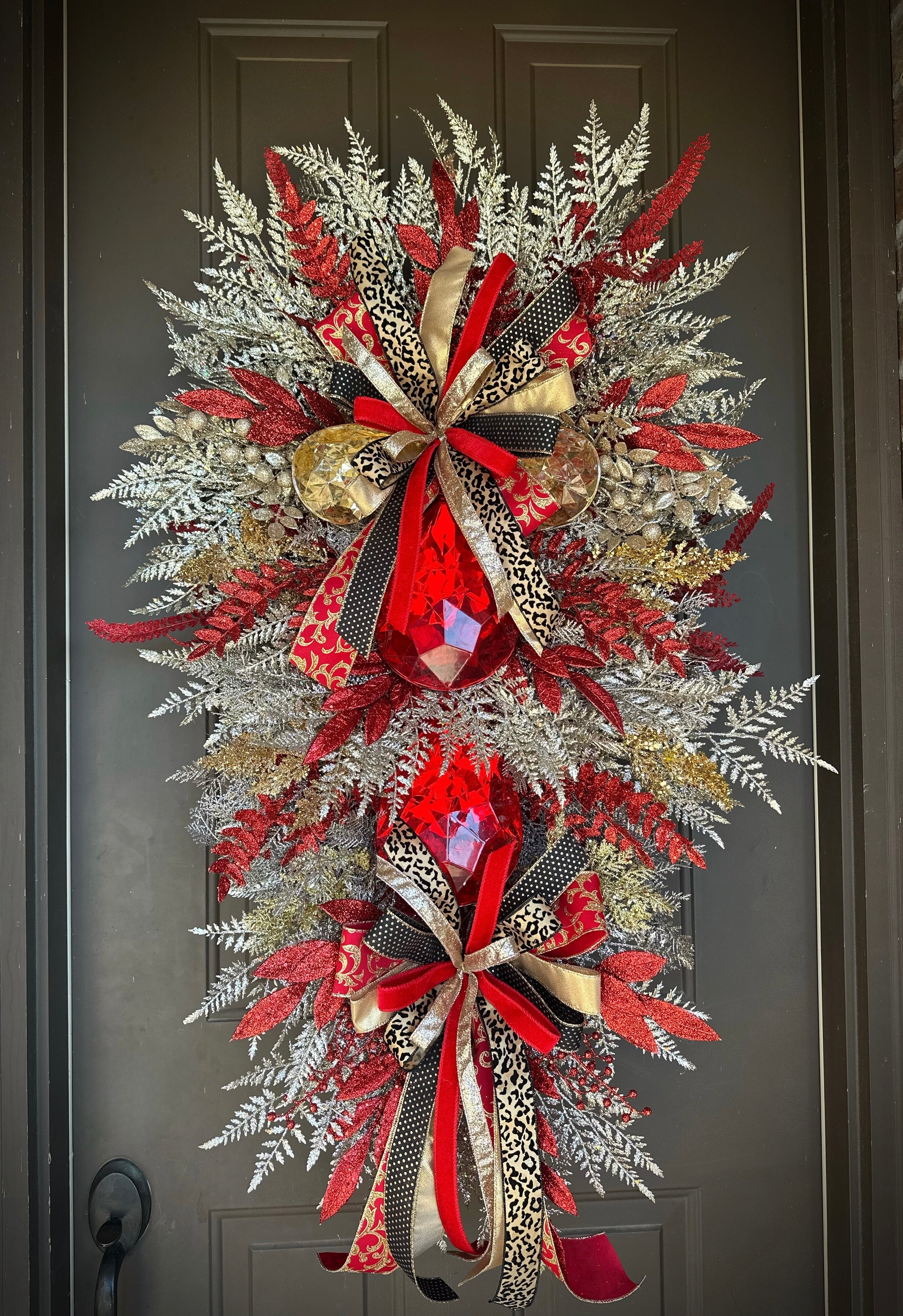 Red/Gold/Black/Champagne Luxury Swag Wreath