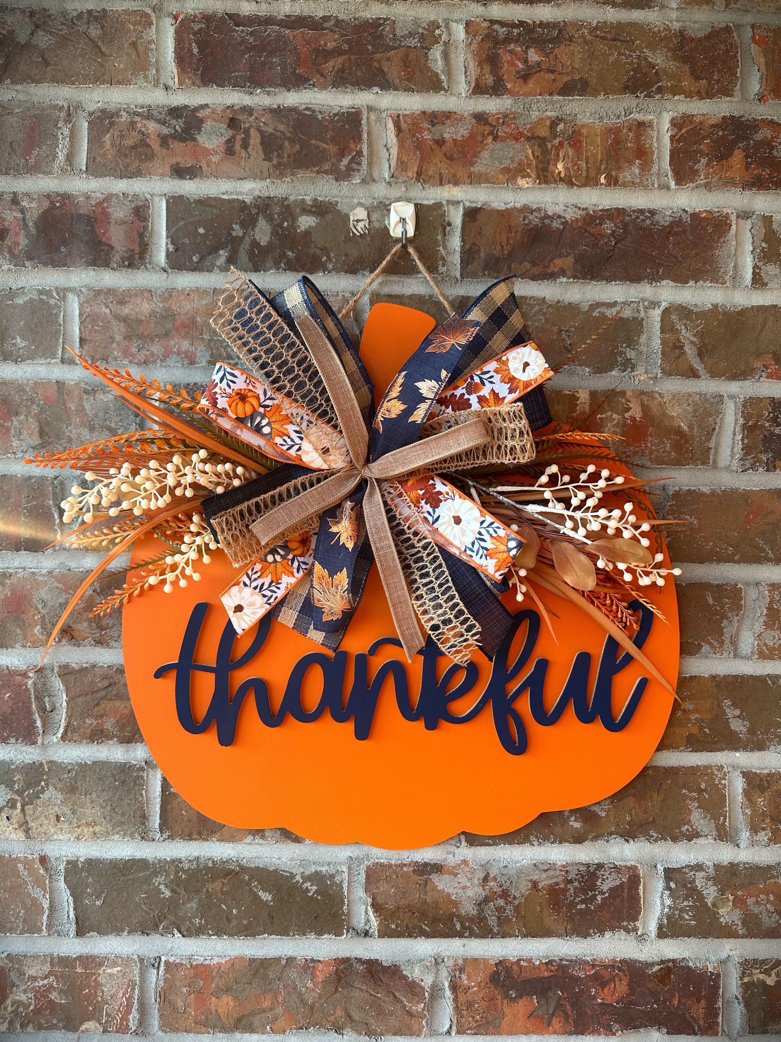 Orange Pumpkin with Thankful Sign
