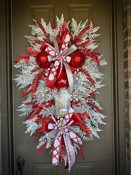 Red/ White/ Silver Luxury jewel wreath