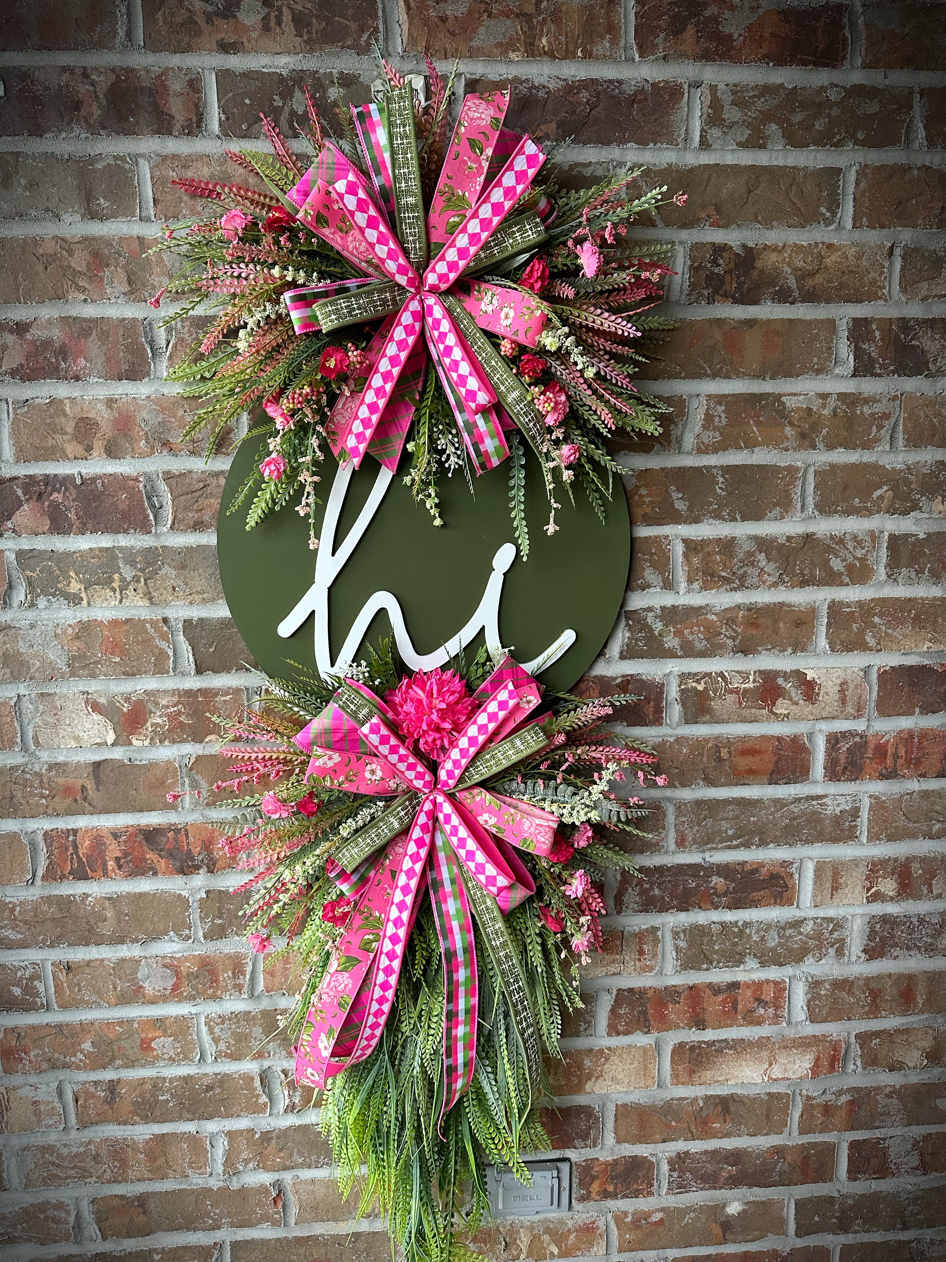 Luxury Pink & Green “Hi” Wreath