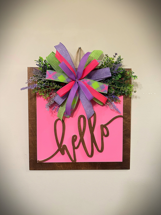 3D hello door hanger