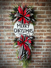 Load image into Gallery viewer, Red/Black/ White Christmas wreath
