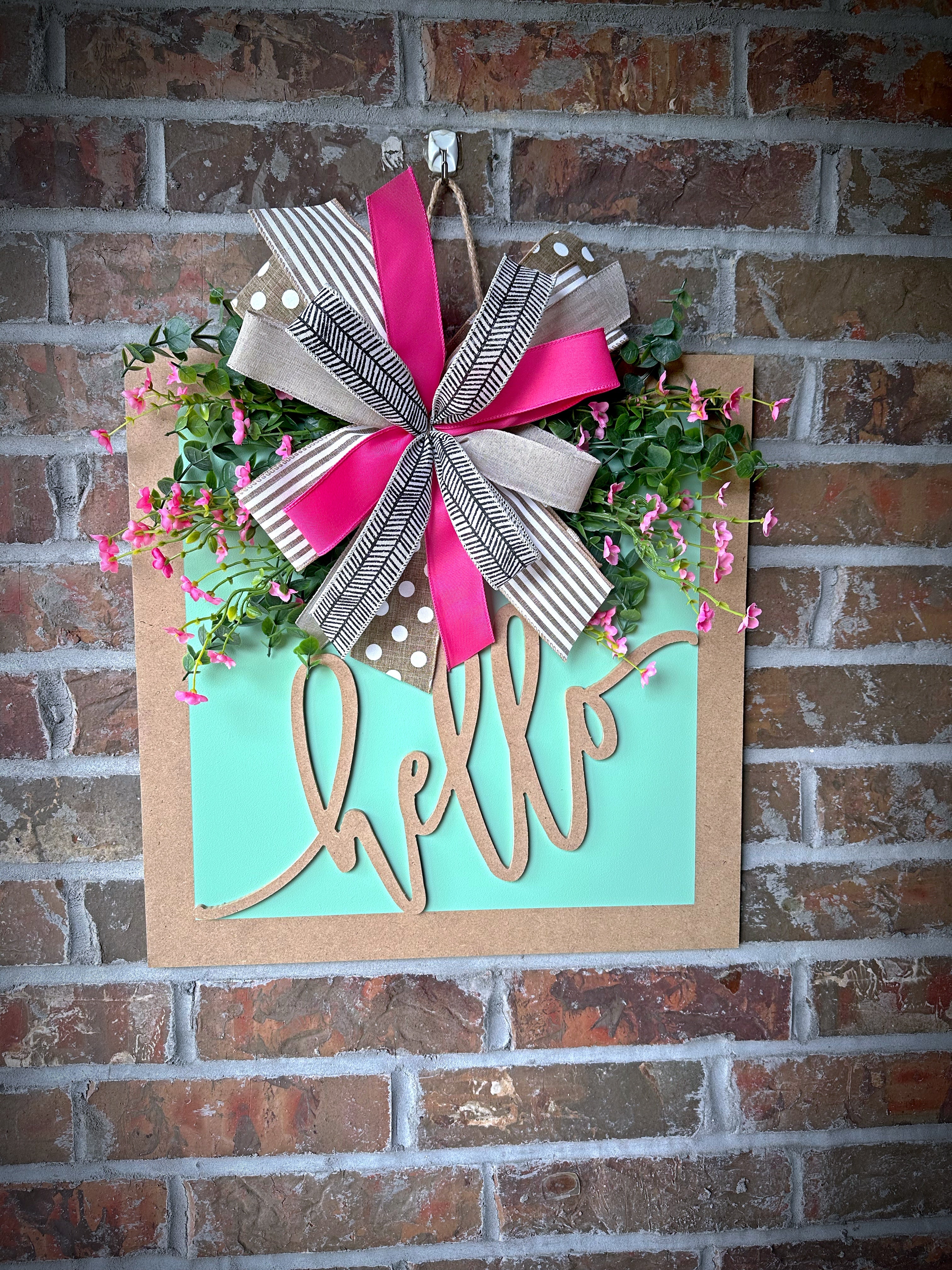Pop of Pink Hello 3D door hanger