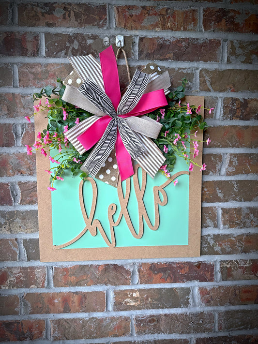 Pop of Pink Hello 3D door hanger