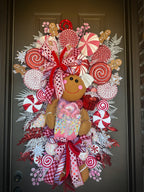 Peppermint Gingerbread Girl Swag Wreath