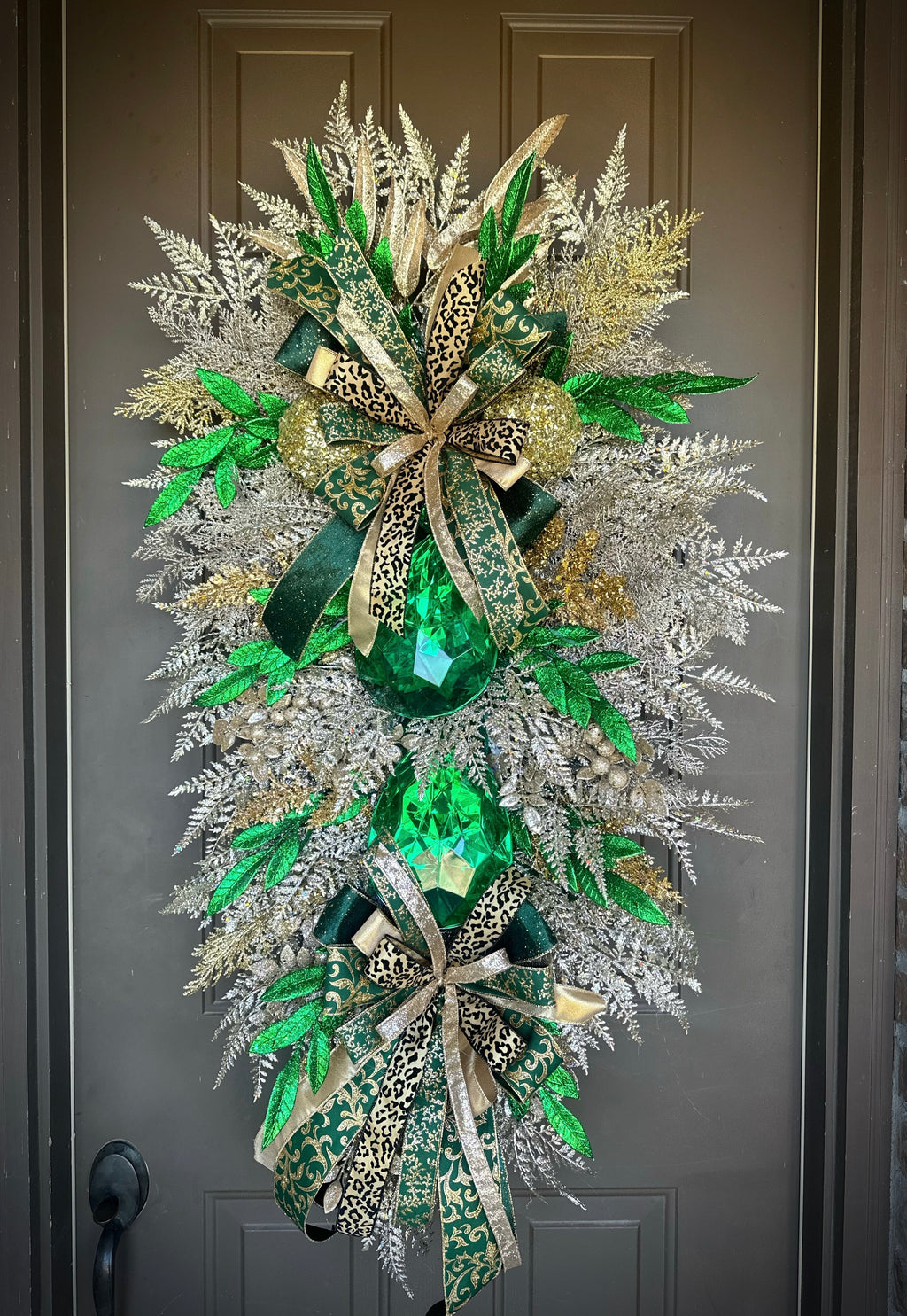 Green/ Gold/ Cheetah Luxury Swag Wreath