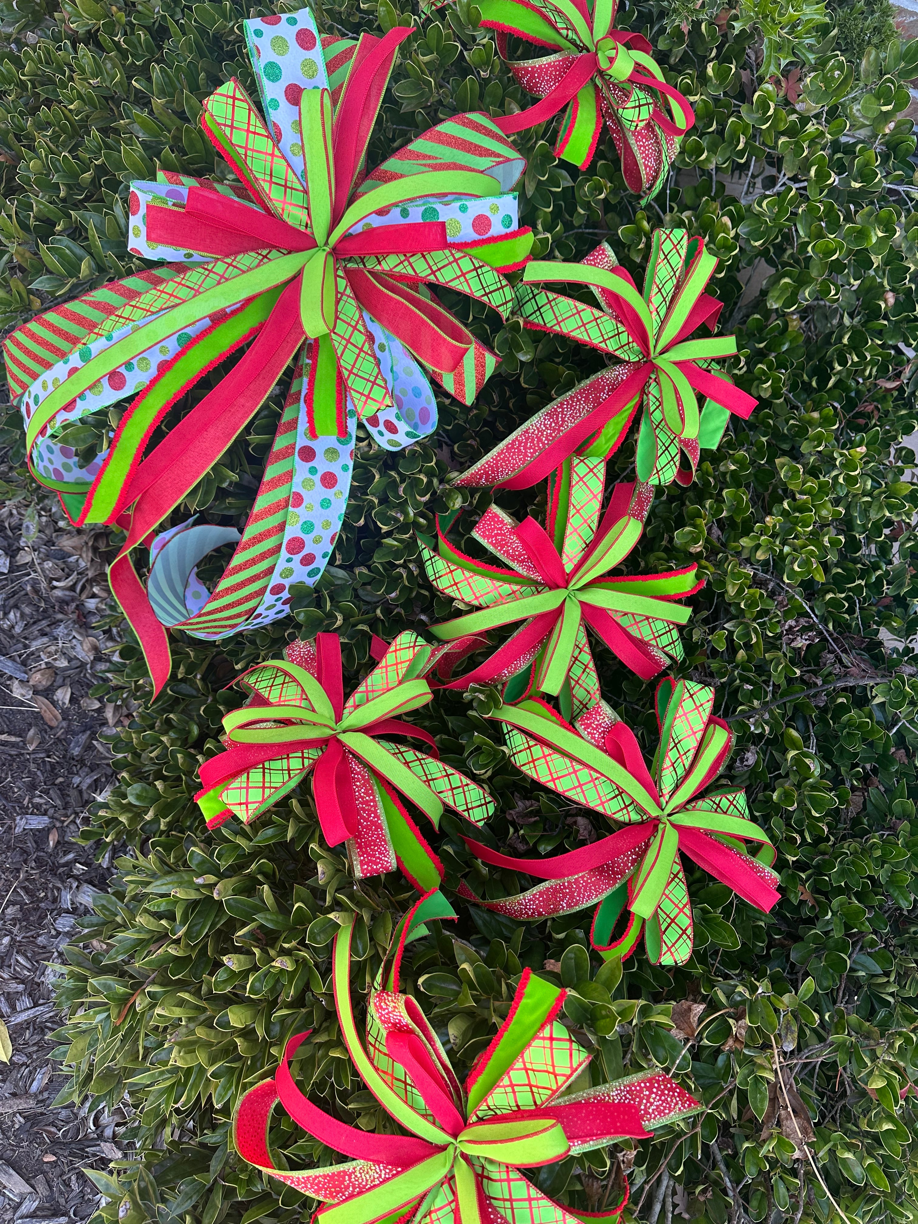 Red lime green bow bundle