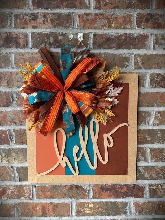 Autumn Colorblock Hello Door Hanger