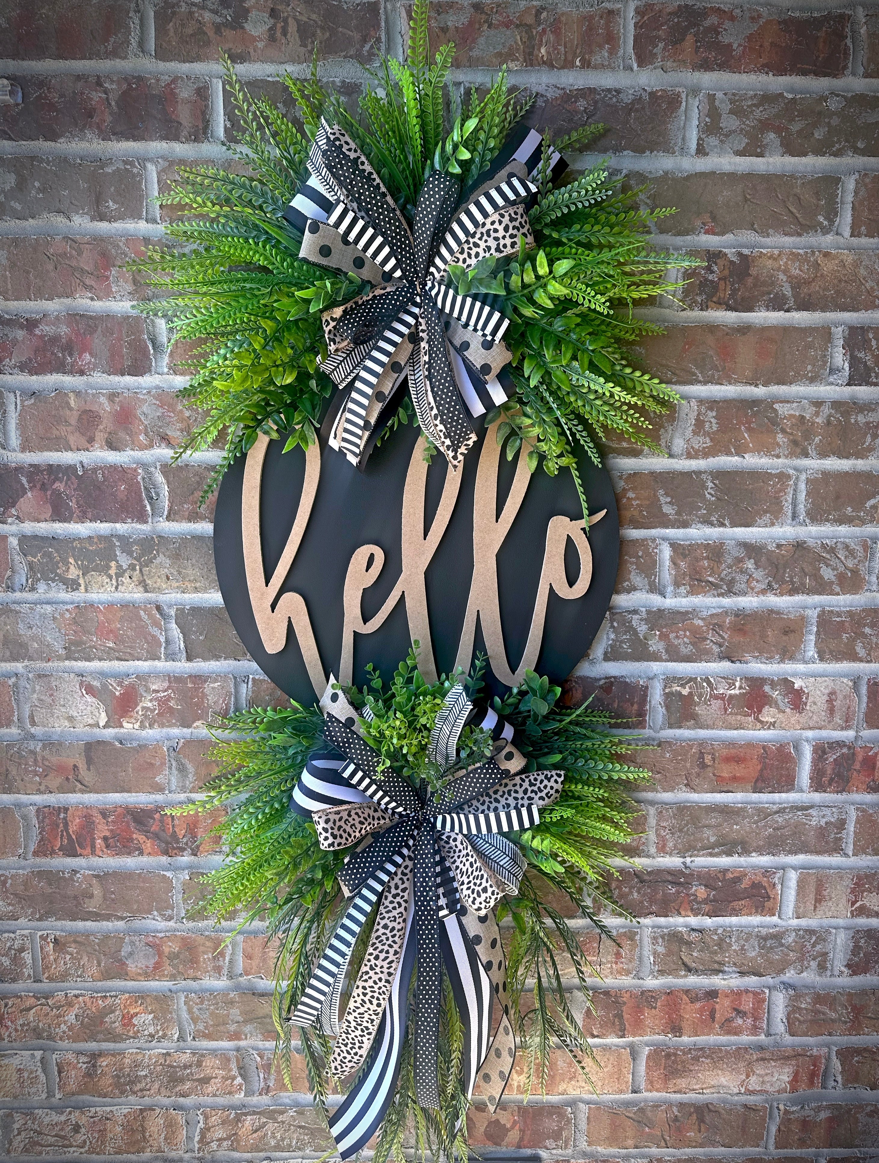 Black 3D Hello Wreath