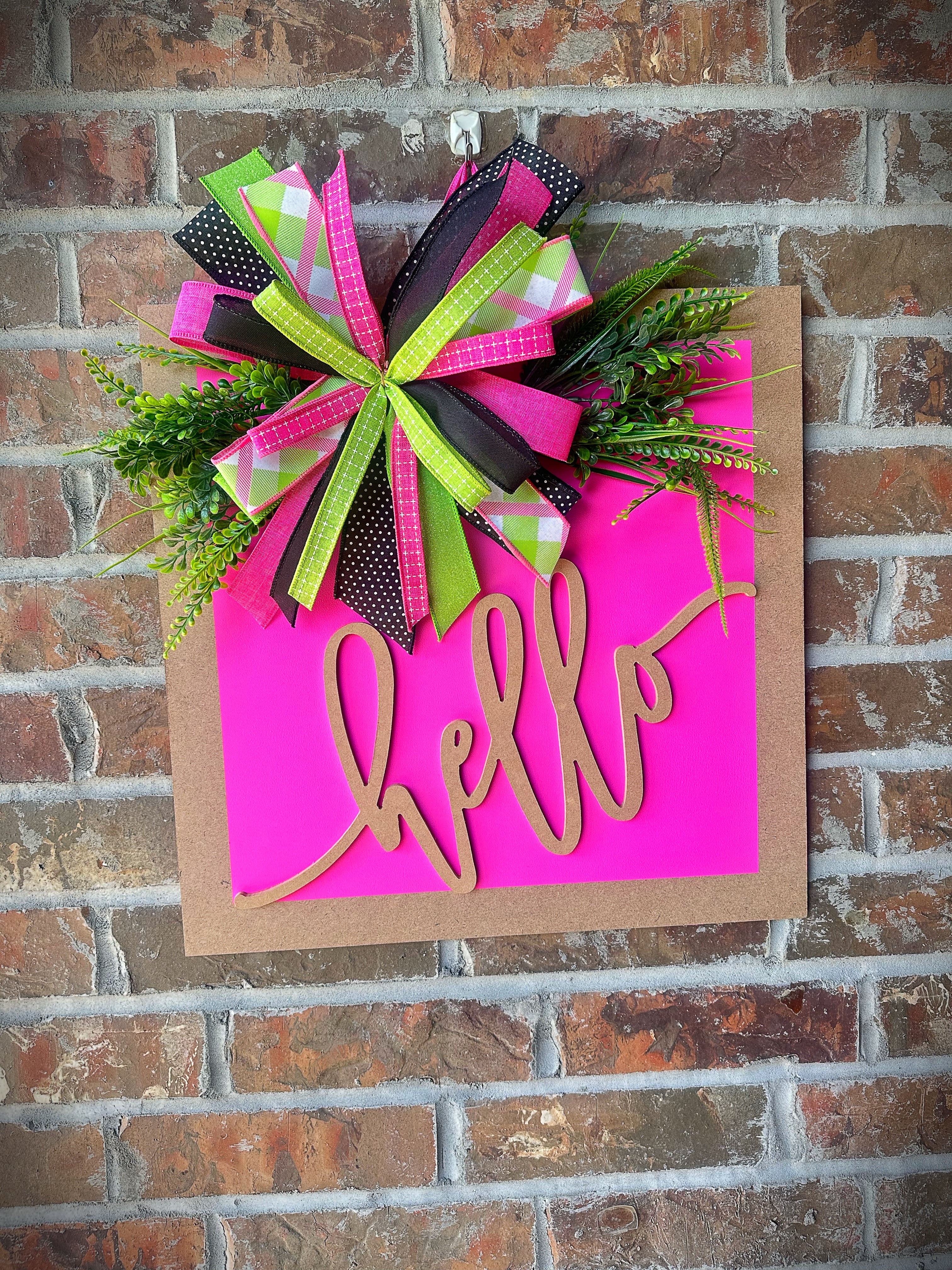 Hot Pink Square “Hello” Door Hanger