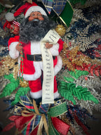 Black Santa Wreath Navy, Red, Green, and Gold