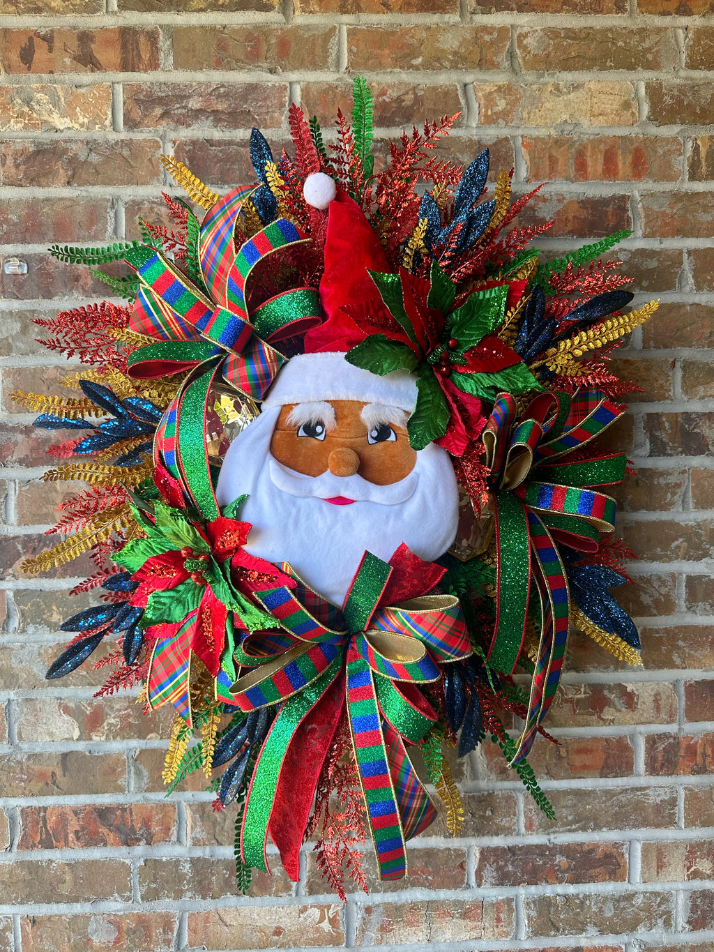 Luxury African American Santa Glam Wreath