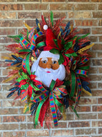 Luxury African American Santa Glam Wreath