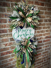 Load image into Gallery viewer, Green/ Blue Christmas Wreath
