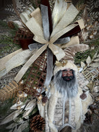Neutral African American Santa Wreath