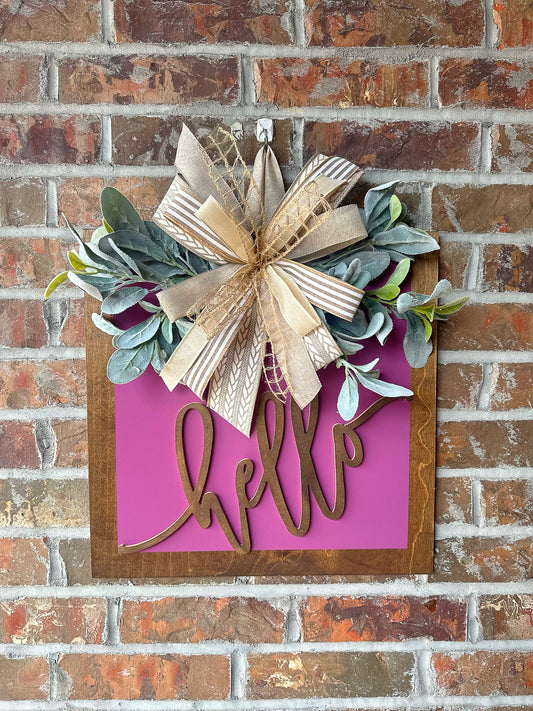 Hello 3D door hanger