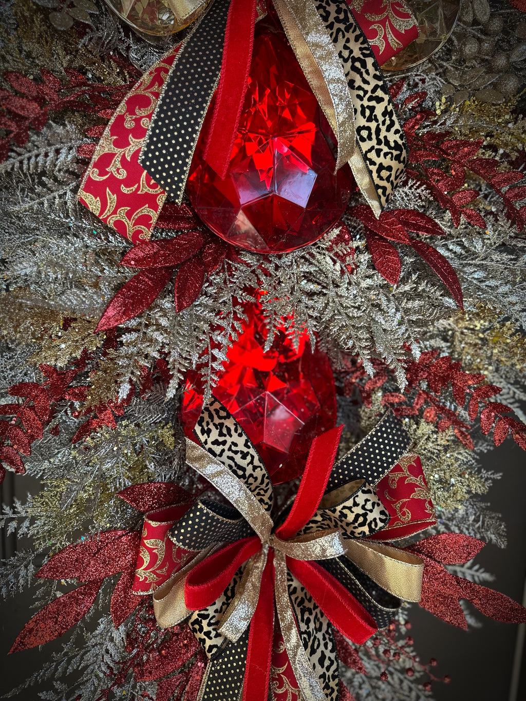 Red/Gold/Black/Champagne Luxury Swag Wreath