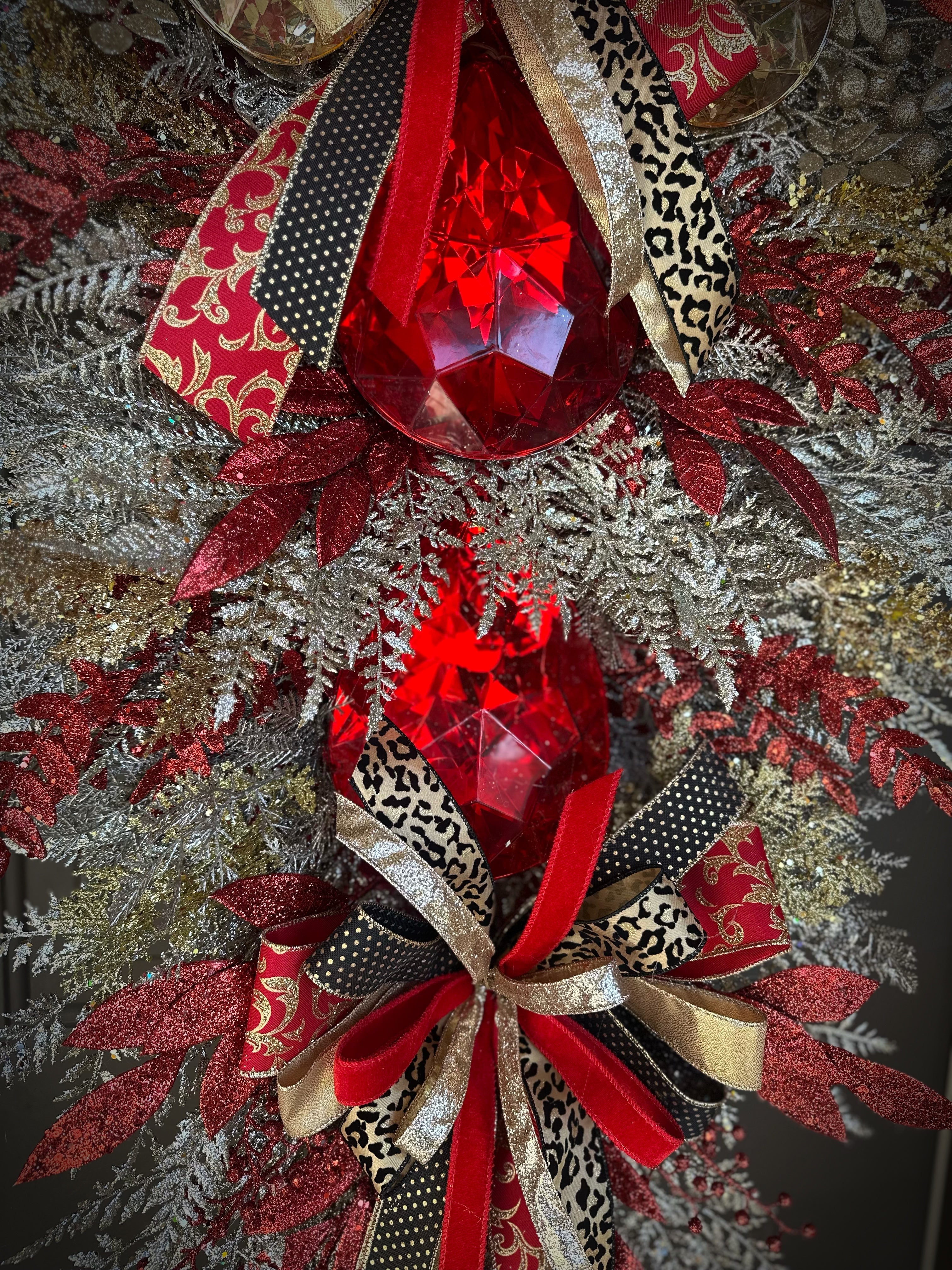 Red/Gold/Black/Champagne Luxury Swag Wreath