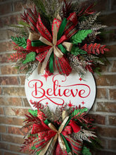 Load image into Gallery viewer, Believe Christmas Traditional  Wreath
