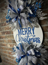 Load image into Gallery viewer, Blue/ Silver/ White Christmas wreath
