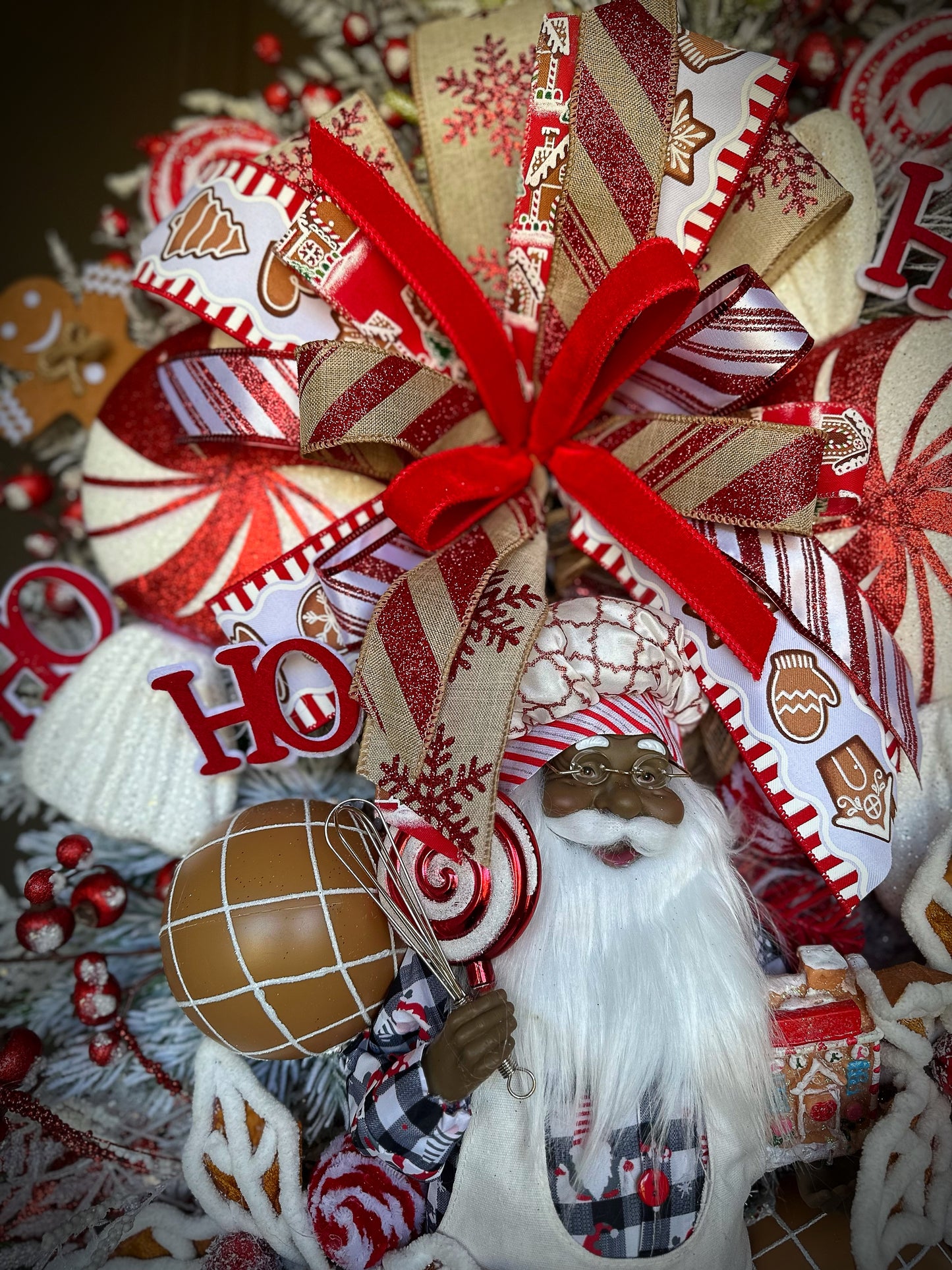 Gingerbread Black Santa Swag