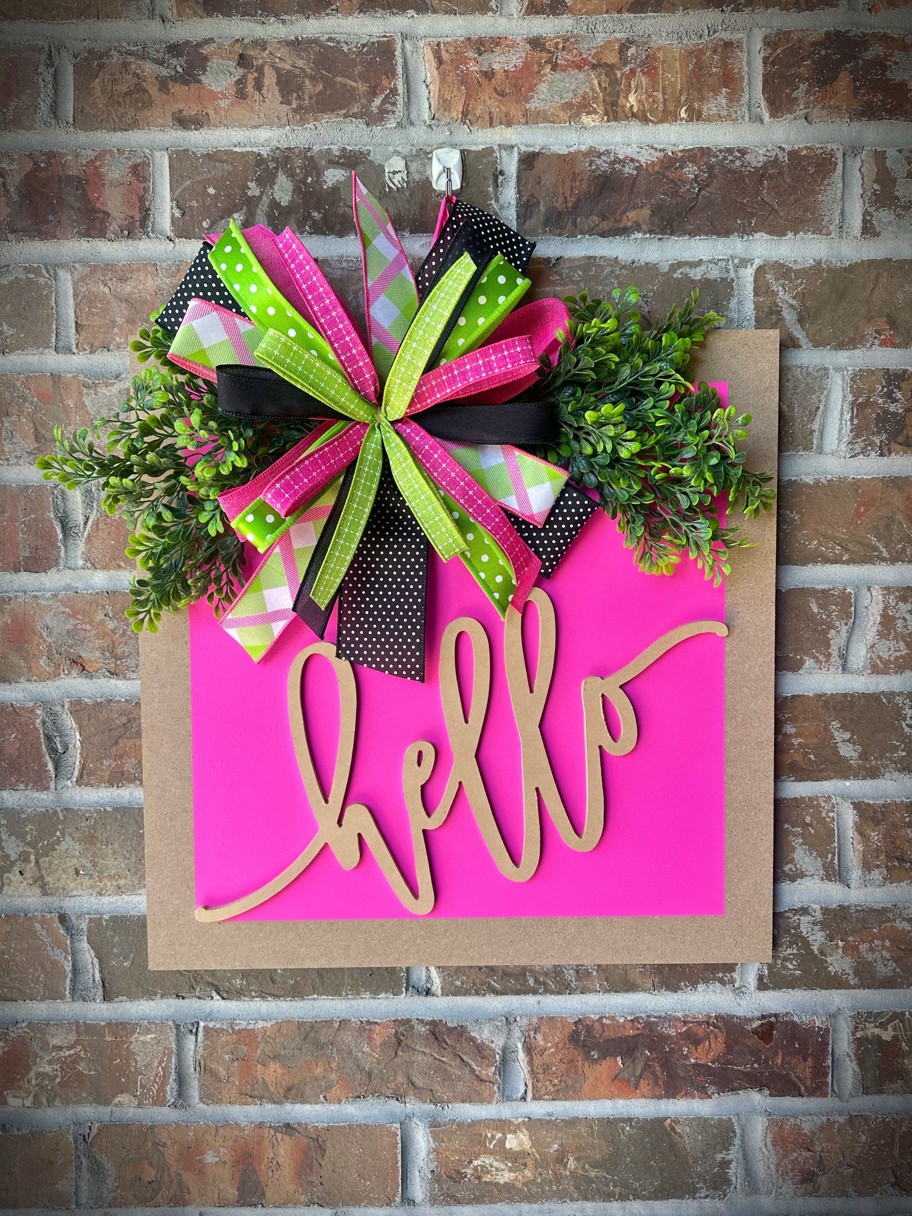 Hot Pink hello 3D door hanger