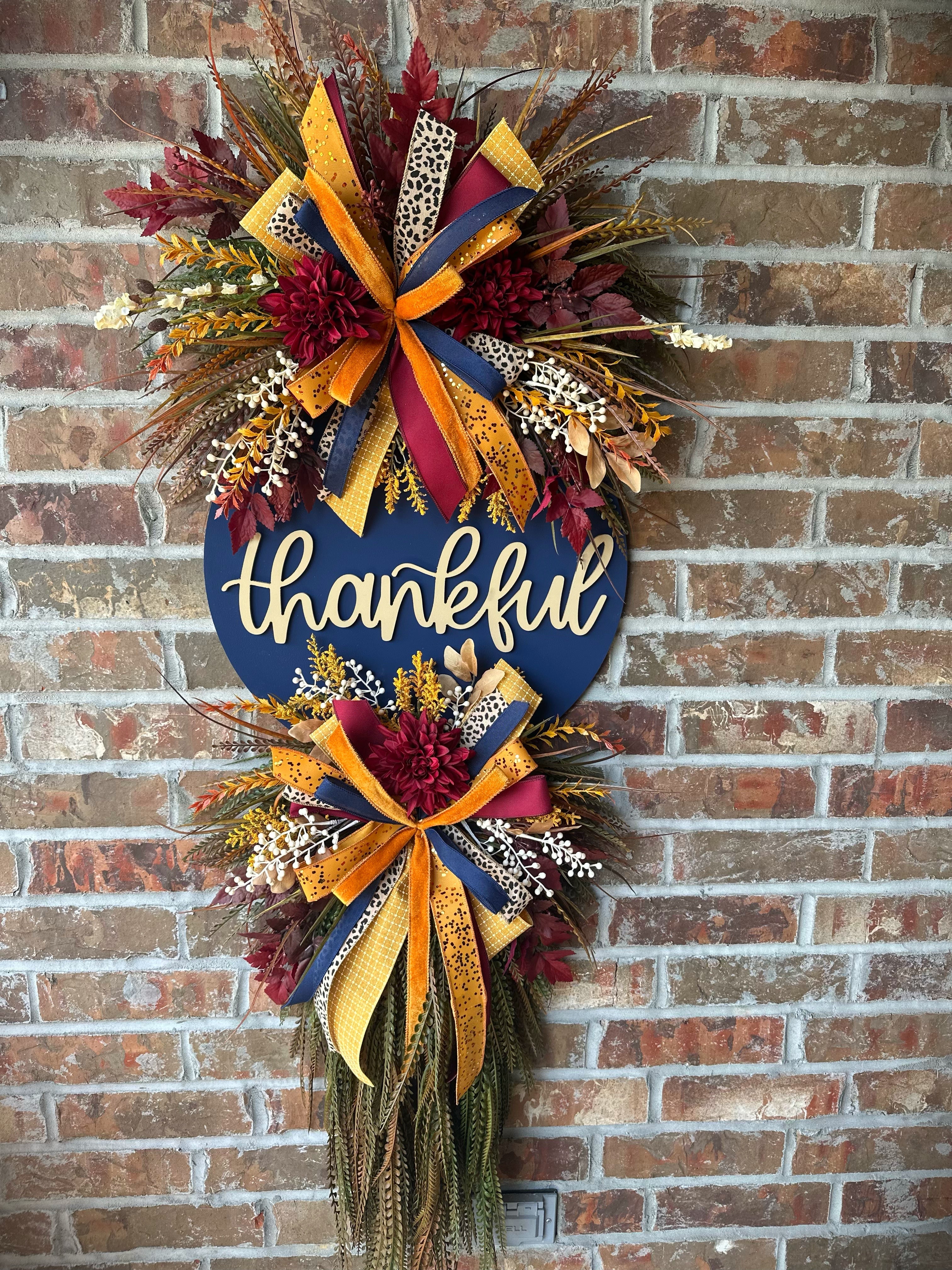 Thankful in Navy Wreath
